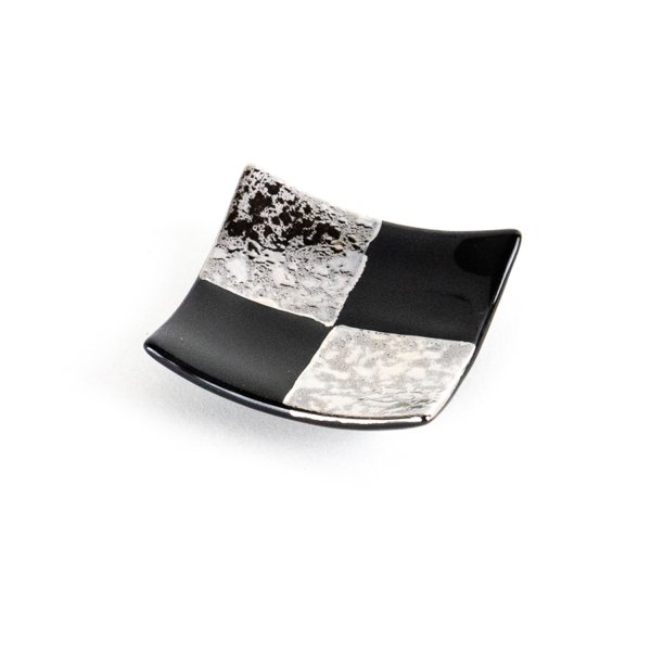Photo1: Chopstick Rest Ichimatsu Silver & Black (1)