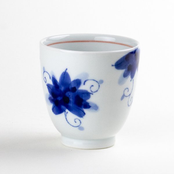 Photo1: Yunomi Tea Cup for Green Tea Sakura-so Cherry blossoms Red (1)