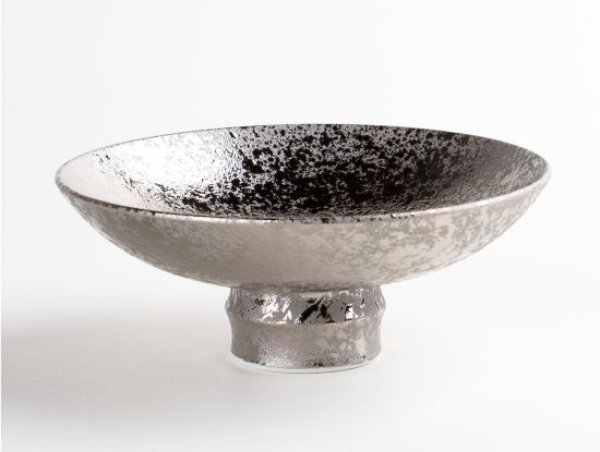 Photo1: Sake Cup Kinsai Silver Large (10cm/3.9in) (1)
