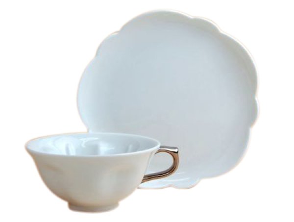 [Made in Japan] Hakuji (Silver) SAKURA shaped Cup and saucer