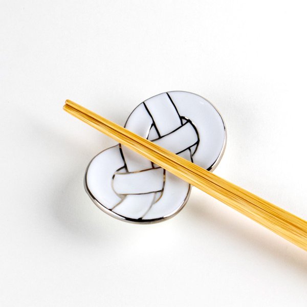 Photo3: Chopstick rest Platinum awaji musubi (Silver) (3)