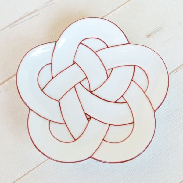 Photo2: Medium Plate Shusen Ume musubi Red (15cm/5.9in) (2)