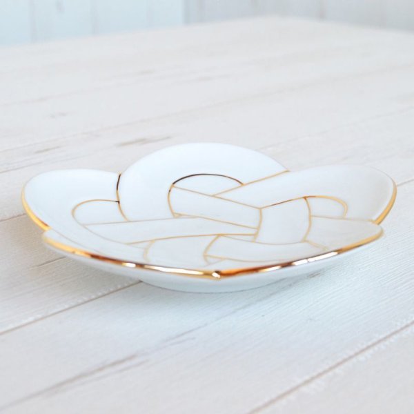 Photo3: Medium Plate Kinsen Ume musubi Gold(15cm/5.9in) (3)