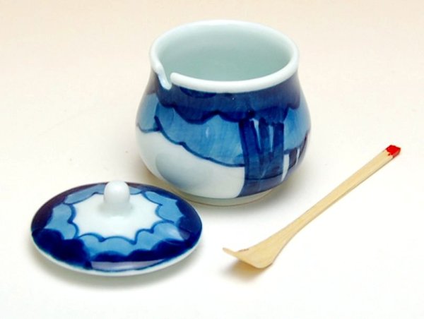 Photo2: Condiment Container with Bamboo Spoon Sometsuke kodachi (2)