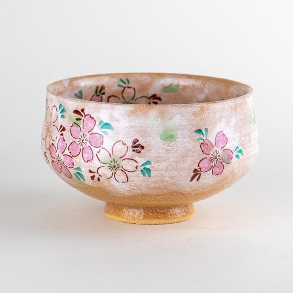 Photo4: Tea Bowl Nishiki Sakura Cherry blossoms in wooden box (4)