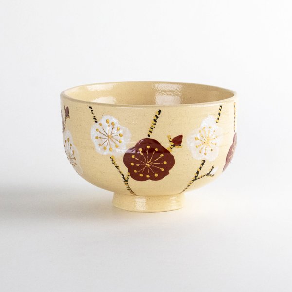 Photo2: Matcha Bowl Plum Blossom Pattern Nishiki-Ume with Wooden Box (2)