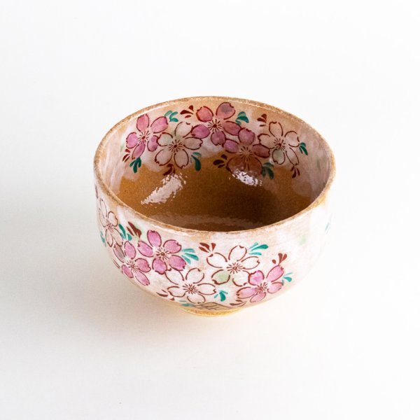 Photo4: Matcha Bowl Cherry Blossom Pattern Nishiki-Sakura with Wooden Box (4)