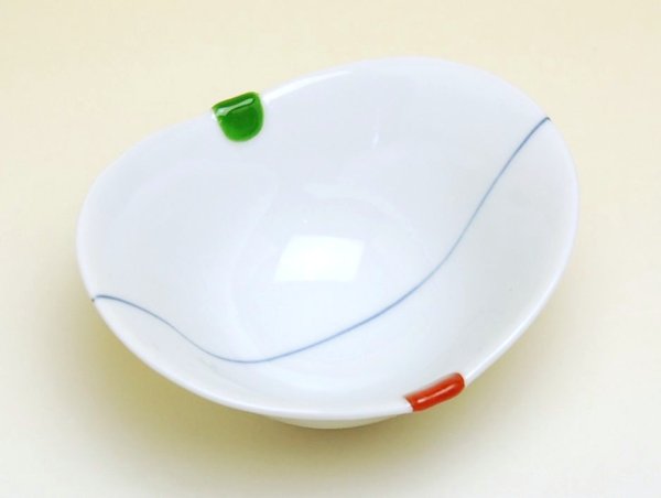 Photo2: Small Bowl (10.8cm) Sanshoku futaba (2)