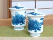 Photo2: Yunomi Tea Cup with Lid for Green Tea Nabeshima sansui Landscape (pair) (2)