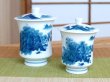 Photo2: Yunomi Tea Cup with Lid for Green Tea Nabeshima naigai sansui Landscape (pair) (2)