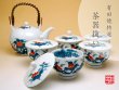 [Made in Japan] Ironabeshima uchi sansui Iwa botan Tea set (5 cups & 1 pot)