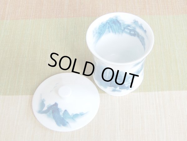 Photo3: Yunomi Tea Cup with Lid for Green Tea Nabeshima naigai Sansui Landscape (Large) (3)