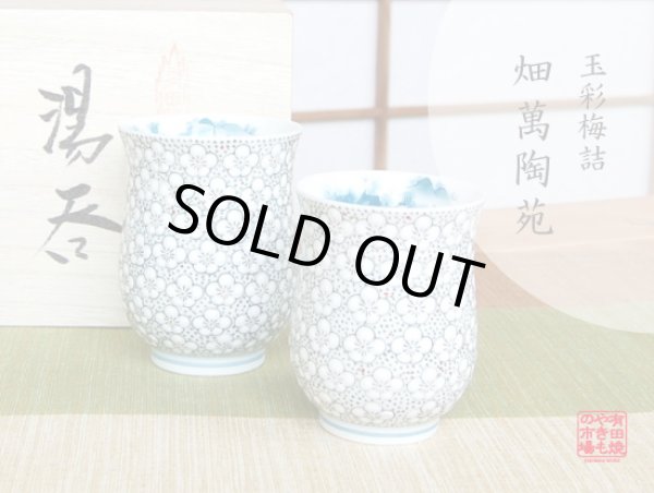 [Made in Japan] Gyokusai Umezume (pair) Japanese green tea cup (wooden box)