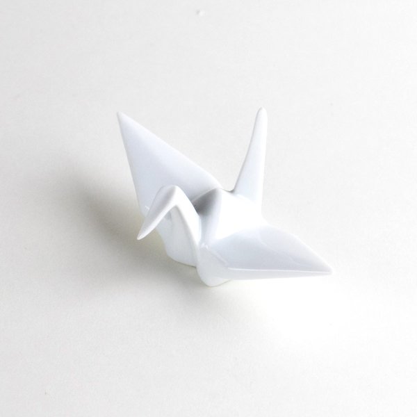 Photo1: Chopstick rest Orizuru Crane (White) (1)