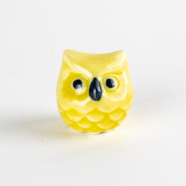 Photo1: Figurine Owl Mini-Fukurou Yellow (1)