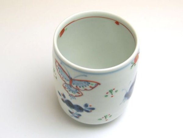 Photo3: Yunomi Tea Cup for Green Tea Tenkei kacho Butterfly (Large) (3)
