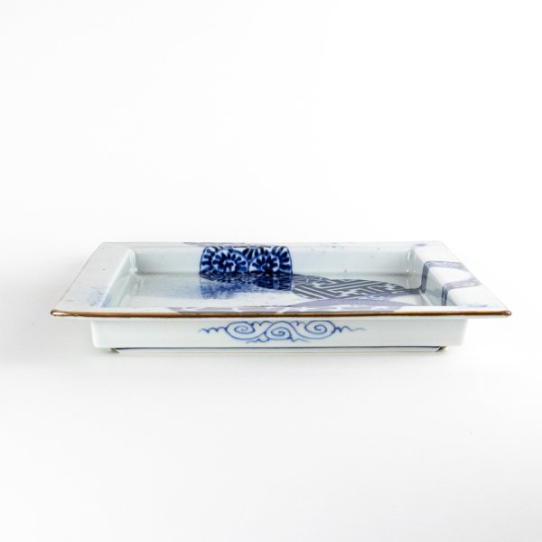 Photo2: Extra Large Square Plate Kosome-Marumon (28.5 cm/11.2 in) (2)