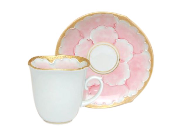 [Made in Japan] Kindami pink botan Demitasse cup and saucer