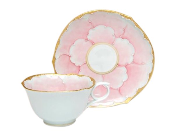 [Made in Japan] Kindami pink botan Cup and saucer