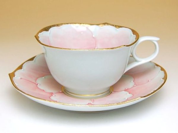 Photo2: Coffee Cup and Saucer Kindami pink botan (2)