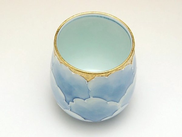 Photo2: Yunomi Tea Cup for Green Tea Kindami botan (Large) (2)