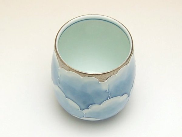 Photo2: Yunomi Tea Cup for Green Tea Platinum botan (Small) (2)