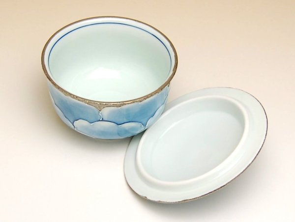 Photo3: Yunomi Tea Cup with Lid for Green Tea Platinum botan (3)