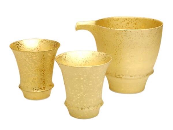 Photo2: Sake set 1 pc Tokkuri pitcher and 2 pcs Cups Kinsai (2)