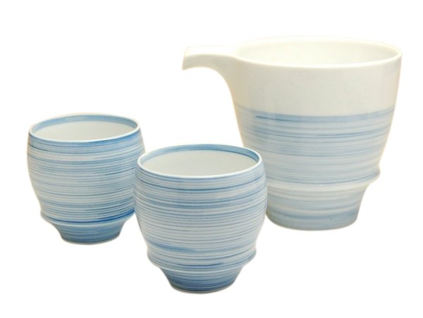 Photo2: Sake set 1 pc Tokkuri pitcher and 2 pcs Cups Ito (2)