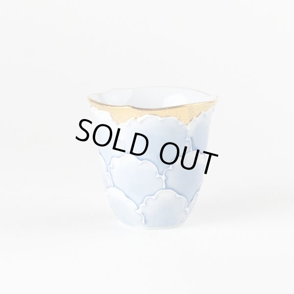 Photo1: Sake Cup Kinno botan Blue peony (6.5cm/2.5in) (1)