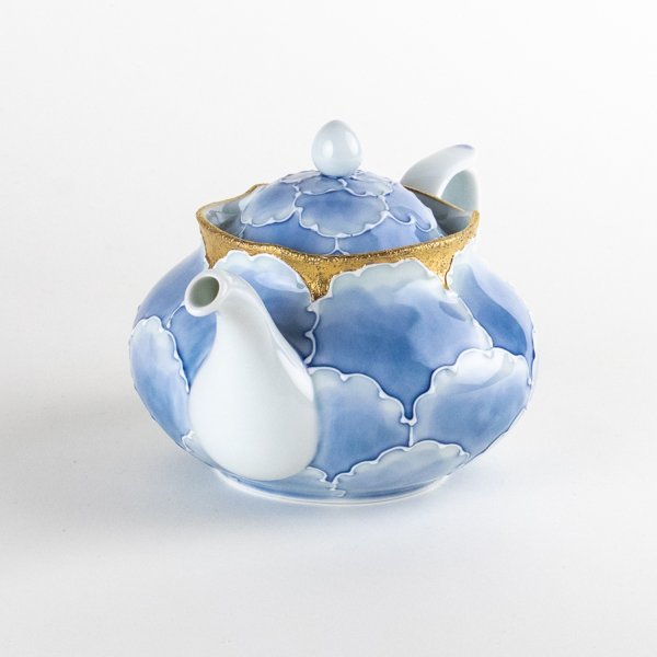 Photo6: Teapot Soto-Kin Botan Blue & Gold (6)