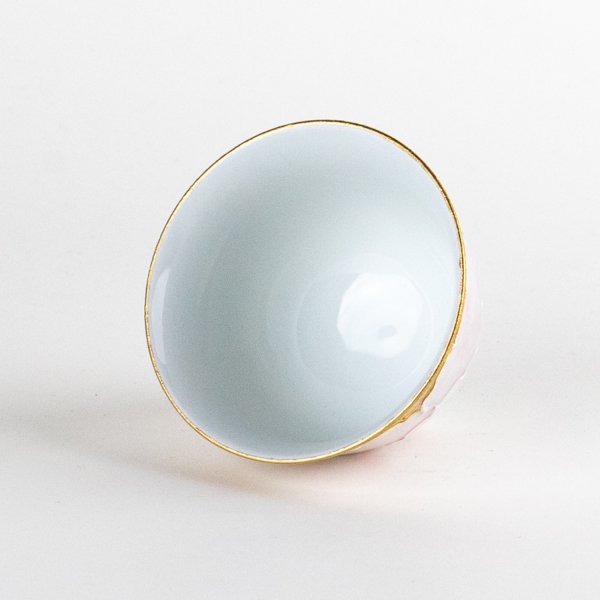Photo5: Yunomi Tea Cup for Green Tea Soto-Botan Pink & Gold (5)