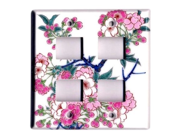 [Made in Japan] Somenishiki Kinsai Sakura (4 hole) plug socket cover