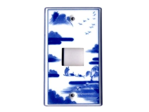 [Made in Japan] Sometsuke sansui landscape (1 hole) plug socket cover