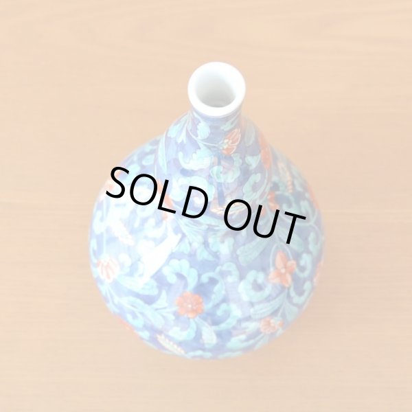 Photo3: Vase Gourd Shape Some-Nishiki Sarasa-mon (3)