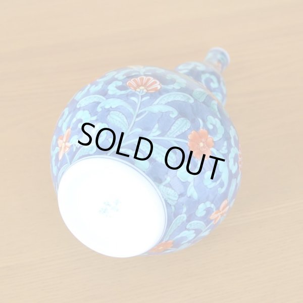 Photo4: Vase Gourd Shape Some-Nishiki Sarasa-mon (4)