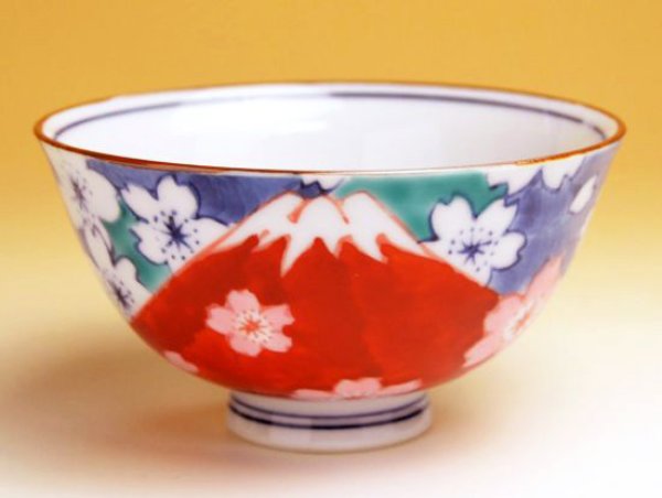Photo2: Rice Bowl Nabeshima Mt.Fuji (Red) (2)