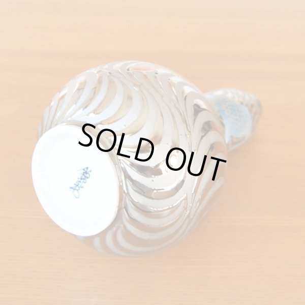 Photo5: Small Vase Gourd Shape Kingyo Goldfish Platinum Color Ryusui | Fujii Kinsai's work (5)