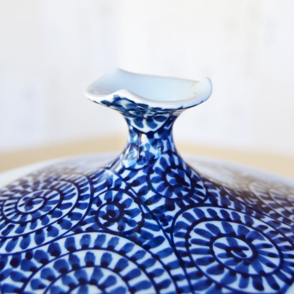 Photo7: Sometsuke Tako-Karakusa Sansui Large Vase by Kinsai Fujii (7)