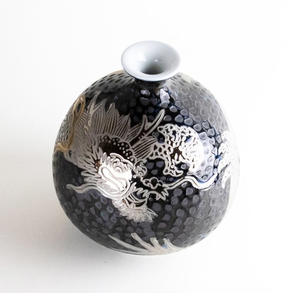 Photo3: Tetsu-yu Dragon Small Vase by Kinsai Fujii (3)