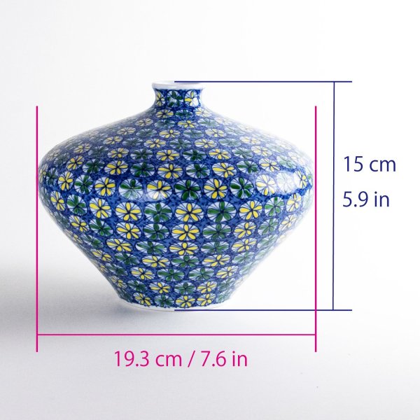 Photo6: Somenishiki Small Flower Pattern Small Vase by Kinsai Fujii (6)
