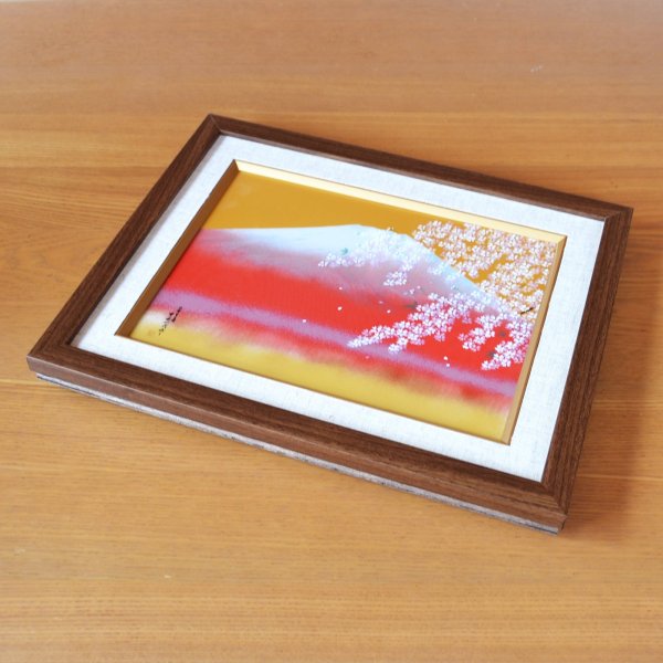 Photo3: Wall Decoration (M) Mt. Fuji and Sakura Cherry blossom | Kinryugama Kiln work (3)