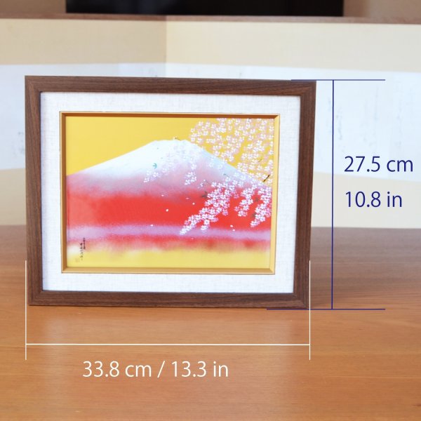 Photo5: Wall Decoration (M) Mt. Fuji and Sakura Cherry blossom | Kinryugama Kiln work (5)