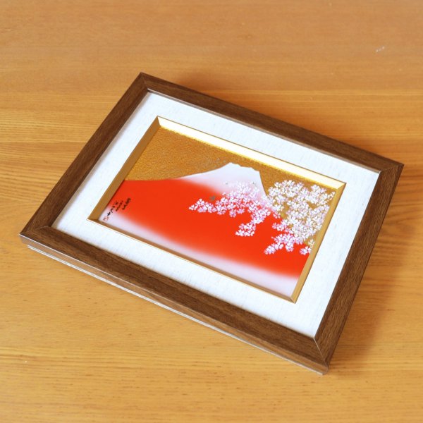 Photo2: Wall Decoration (S) Mt. Fuji and Sakura Cherry blossom | Kinryugama Kiln work (2)