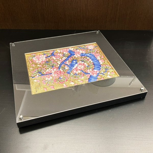 Photo2: Kinsai Sakura Kacho Framed Porcelain Art by Kinryu Kiln (2)