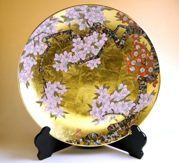 [Made in Japan] Kinrante Sakura Ornamental plate（40ｃｍ）