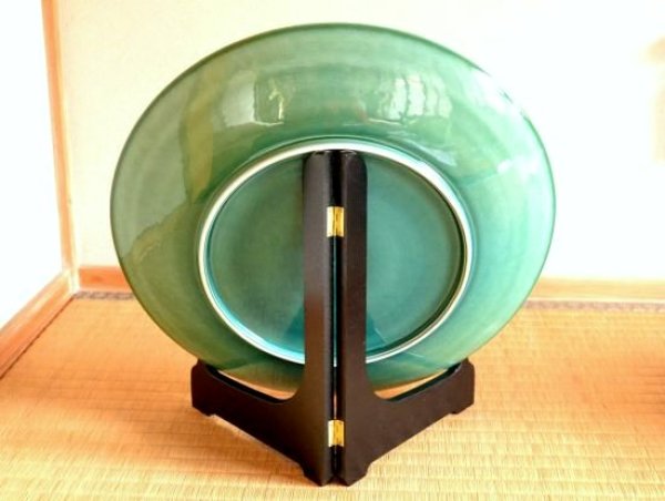 Photo3: Decorative Plate Kinpaku zakura Cherry blossoms with gold leaf (45cm/17.7in) (3)