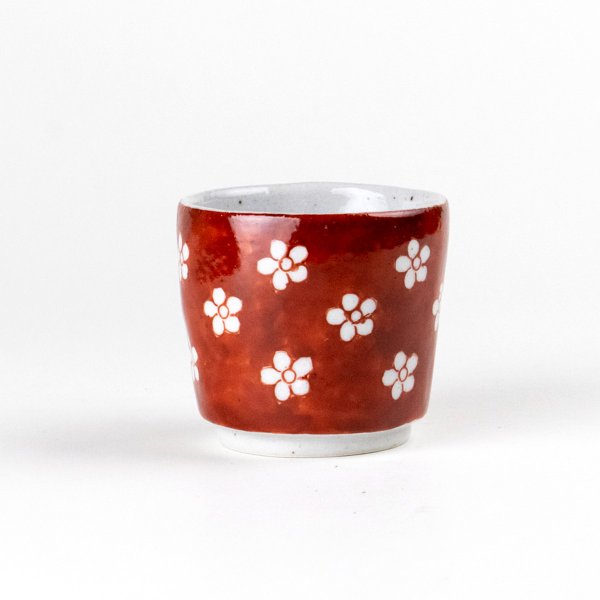 Photo1: Sake Cup Aka noume Red plum blossom (6cm/2.3in) (1)