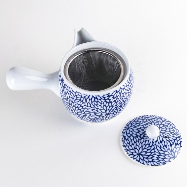 Photo6: Teapot Kyusu Kikka Blue Chrysanthemum (6)
