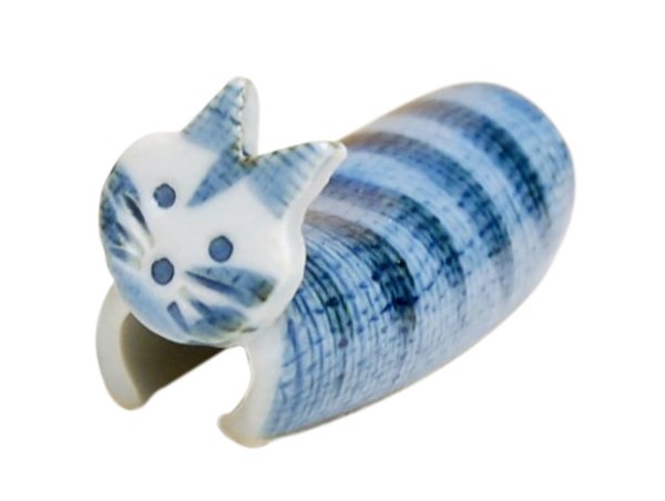 [Made in Japan] Tebineri neko cat (Blue) Chopstick rest